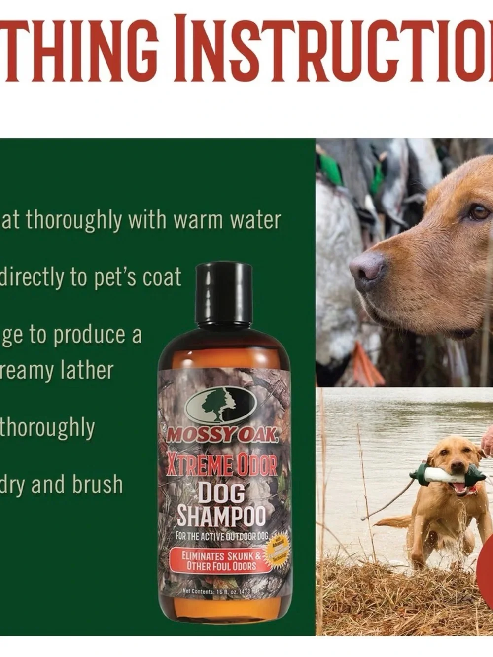 Mossy Oak Xtreme Odor Dog Shampoo 16oz Dog Shampoo. Odor Eliminator Shampoo